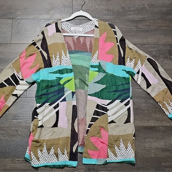 Anthropologie Aldomartins Cardigan Sweater Geometric Print - Picture 3 of 8